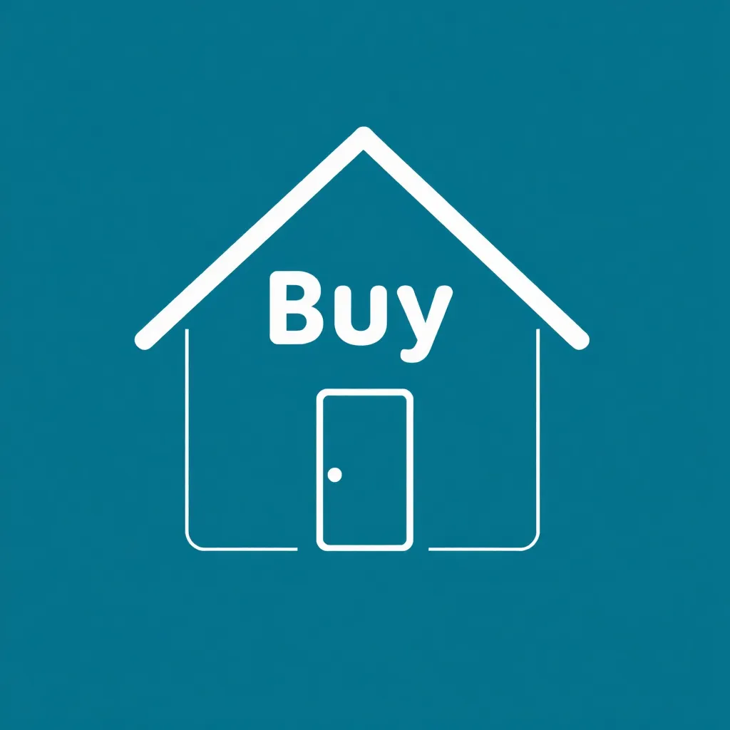Icon of a house with a roof and door representing Buy