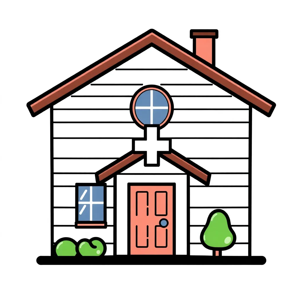 Icon of a house with a medical cross representing Sell