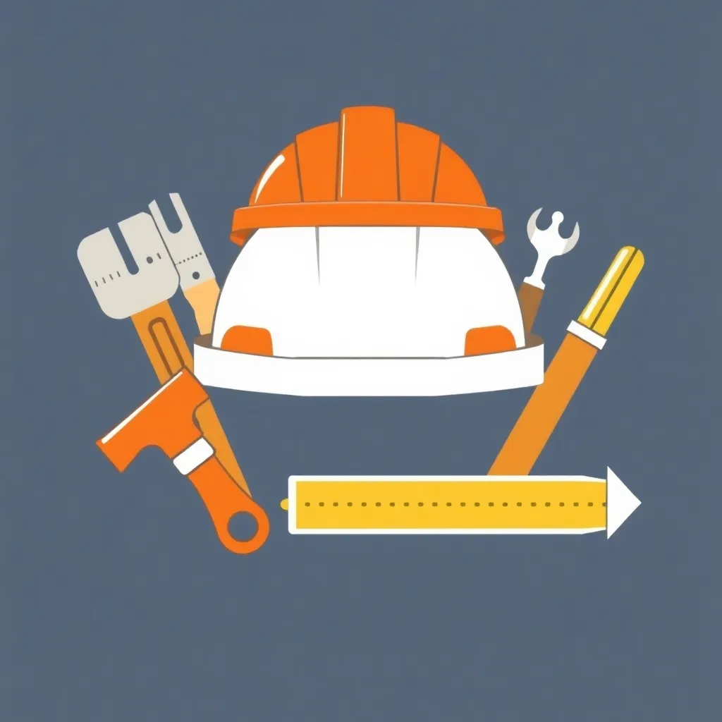 Icon of construction helmet and tools representing project management
