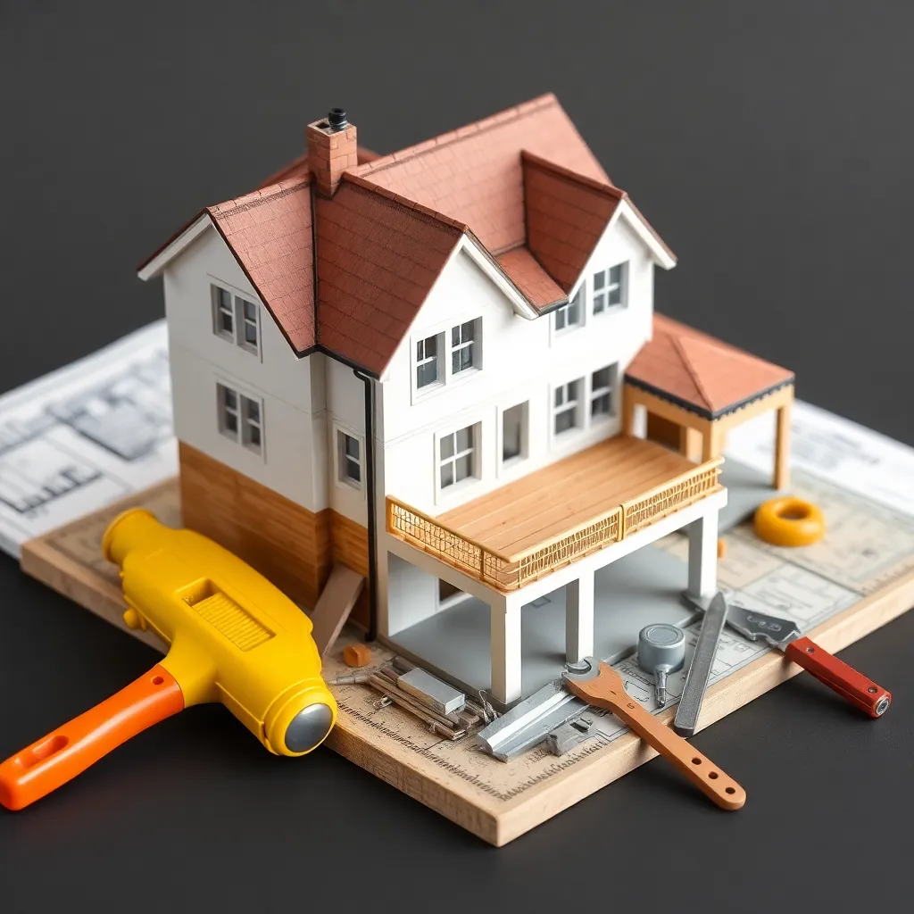 Residential construction model with tools and blueprints with btechmart propery